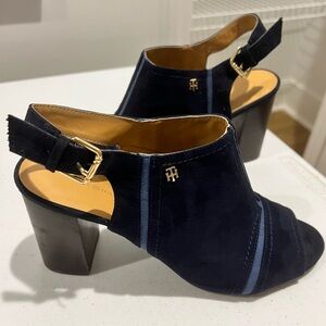 Tommy Hilfiger Women's Navy Peep Toe Heels l 9